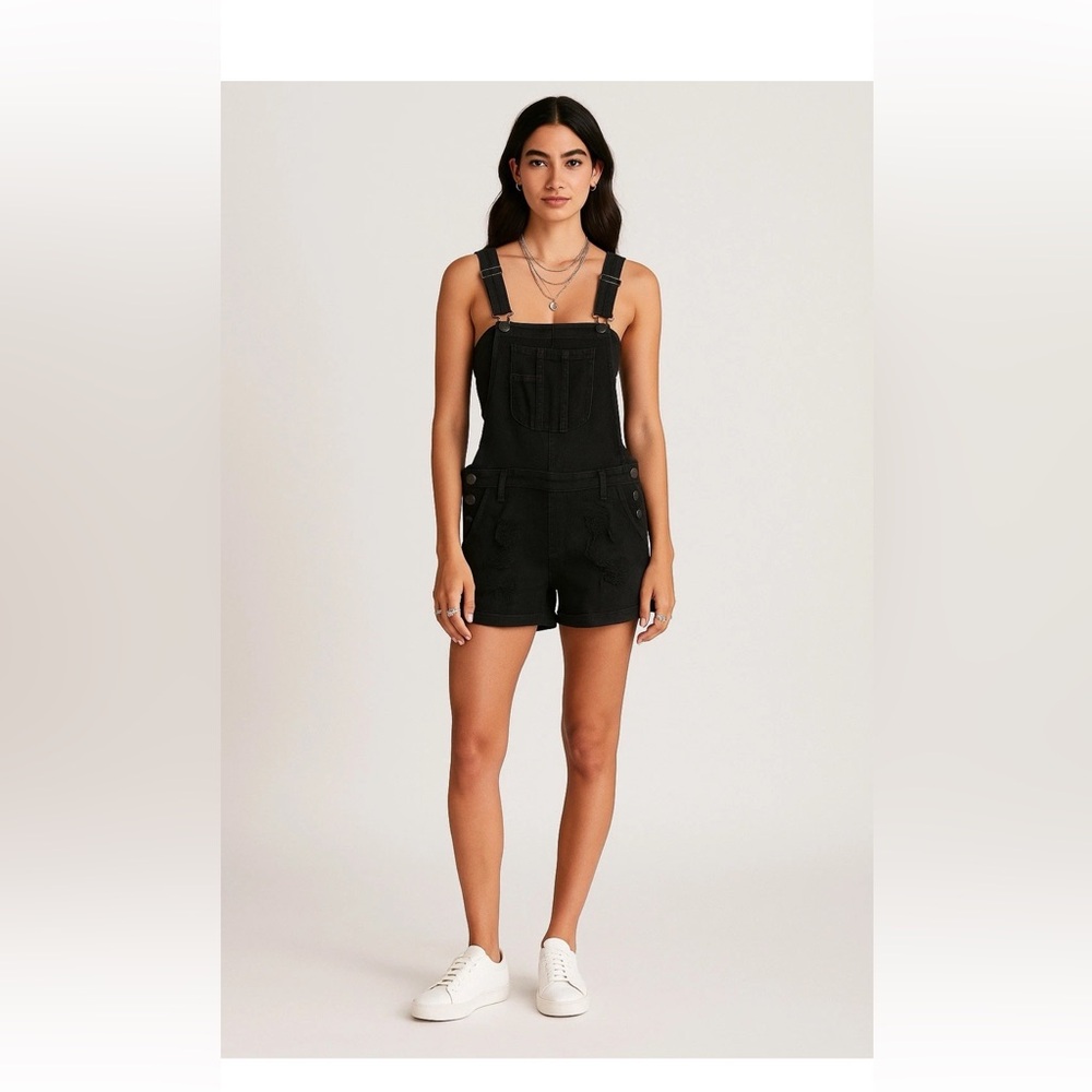 Black Orchid Y2K Brooklyn Grunge Black Overalls Jumpsuit Distressed Medium $150
